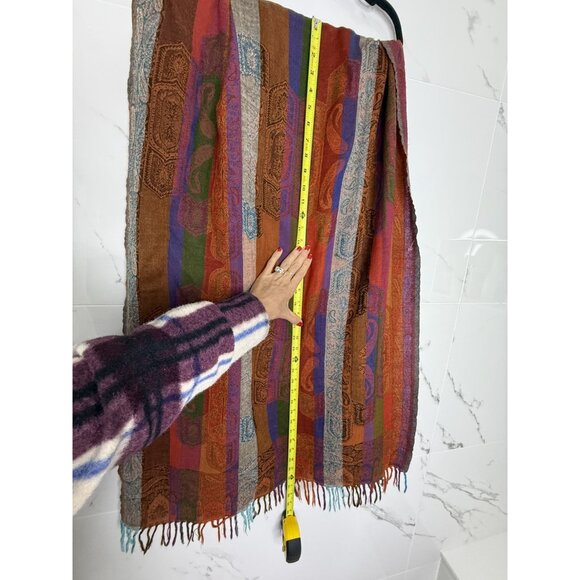Chico's 100% Wool Scarf Shawl Wrap Multi-Color India BOHO art-to-wear grandma - Picture 9 of 9